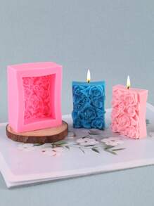 1 pieza Molde de silicona con forma de flor de rosa para hacer velas, molde de decoración artesanal para jabón, piedra, resina epoxi