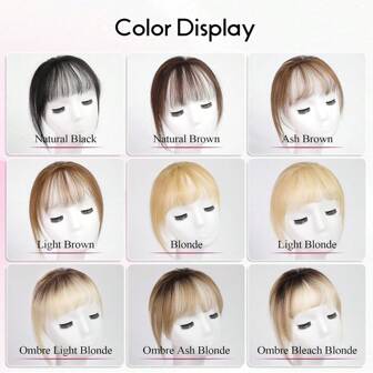360° Clip-On Air Bangs Hair Extension, Suitable For Women With Sideburns, 3 Secure Clips, Full Bangs