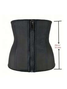 1pc Women's Yoga & Fitness Body Shaper Adjustable Waist Trainer Belt, Strong Compression Three-Row Buckle Waist Cincher - Black - View 5