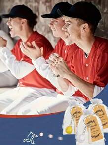 18pcs/9pcs Baseball & Softball Keychain Gift Set, Includes 3pcs Keychains, 3pcs Thank You Cards, 3pcs Organza Bags, Sports Team Keychains, Mini Baseball Softball Keychains, Craft Bag Charms, Suitable For Team Gathering, Birthday Party, Appreciation, Sports Themed Party Favors, Sports Souvenir Gifts