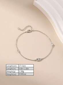 1pc 925 Sterling Silver Cubic Zirconia Evil Eye Bracelet, Suitable For Women/Girls To Wear Daily, Party, Date And Other Occasions