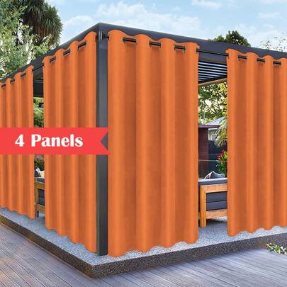 4 Panels Outdoor Curtains, Waterprof For Patio, Wind And Ain Resistant,Uv And Fade Resistant Outdoor Curtains, Suitable For Peraola,Front Porch, Trelis, Sunshade Privacy Curtains