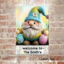 Easter Bunny Dwarf Metal Professional Custom Tin Sign With Egg Wall Art, Great For Home, Cafe, Restaurant, Garage, Patio, Garden Decoration - Festive Hanging Decor Gifts Birthday Graduation