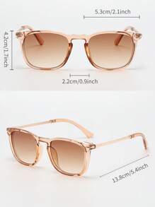 Champagne Metal Retro Square Sunglasses, Classic Fashion Eyewear For Outdoor Sports, Travel, Beach, Driving, Fishing, UV Protection Fashionable Shade Elegant Outfit Family Outings Travel Vacation Holiday For Summer Beach Vacation,Outdoor,Travel - Rượu sâm banh - Xem 4