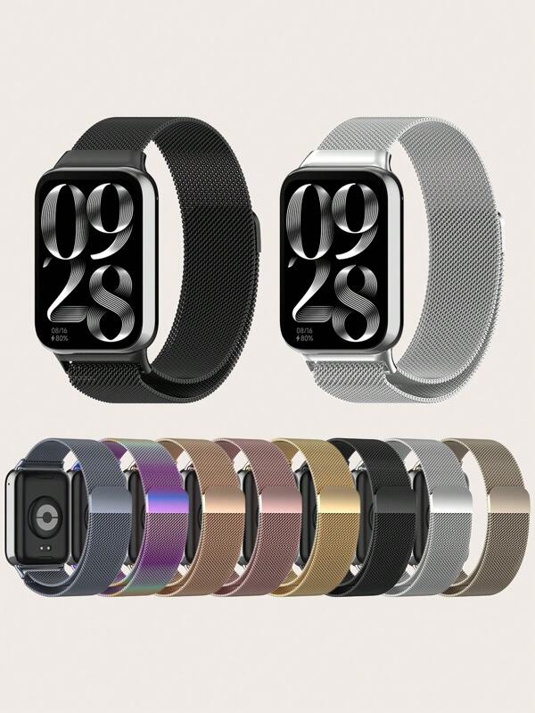 1 pieza Banda de reloj de bucle de Milán de acero inoxidable hueco, con cierre magnético, compatible con Xiaomi Mi Smart Band 8 Pro/9 Pro