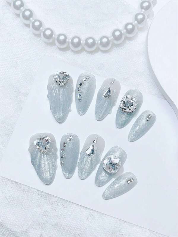 10Pcs Handmade Press On Nail False Nail Fake Nail Tip Nail Stickers Blush Nail Charms Short Nails Fake Nails Nail Drill Toe Nails Duck Nails Nail Stuff Long Nails Nail Polish Gel Nail Polish Poly Gel Rhinestone Decor Nail Supplies Nails