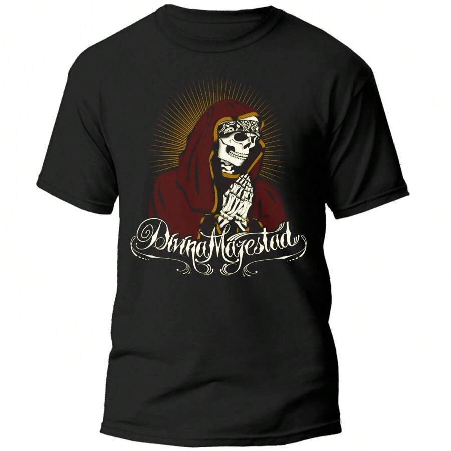 T-Shirt, Saints And Faith, Holy Death, Divine Majesty - 黑色 - 查看 1