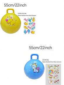 45cm/18inch/55cm/22inch Bouncy Hopper Balls With Handle For Kids, Ride On Toys Balls For Toddlers 1-3 & Kids 4-8, 1 Pack Hopper Ball 18 Inch Size For Kids Jumping Sports Ride Games Balance Exercise Indoor Outdoor Fun