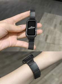 1 pièce Bracelet magnétique en acier inoxydable et étui de protection convenant aux Mi Band 9/8/7/6/5/4/3, Mi Band 8/9 Active, Redmi Band 2, avec NFC