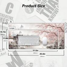 BHJLAXR Gaming Mouse Pad Blossom Cherry Flower Pink For Desk Keyboard Laptop Non-Slip Rubber Base Large XXL Mousepad With Stitched Edges Game Work Desktop Office Home 31.5 X 11.8 In