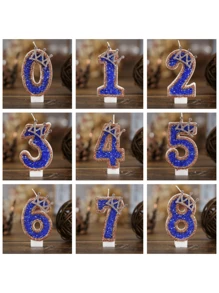 0-9 Number Decorative Candles, Blue Rhinestone Crown Decorative Candles, Birthday Cake Decorations, Party Candles, Atmosphere Party Supplies, Romantic Party Supplies, Birthday Candles, Valentine's Day, Solo Party, Graduation Party, Mother's Day, Father's Day, Easter, Football Party, Adult Gifts, Birthday Party, Etc. Cake Decorations, Baking Decorations, Creative Numeric Birthday Candles, Cake Birthday Decorative Candles, Valentine's Day Decor, Handmade DIY Gifts. A Handwritten Greeting Card As A Gift Is Included. - Multicolor - View 19