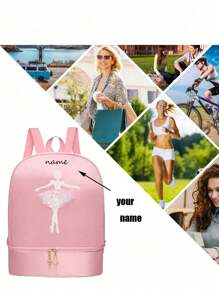 Customizable Dance Bag With Personalized Name Or Holiday Message. Customize Your Own Dance Backpack. This Is A Perfect Backpack For Girls, Daily Use, Going Out, Traveling, Sports, Swimming, Mountain Climbing, Outdoor Use. Perfect For Christmas, Thanksgiving, Back To School, Workplace, Work, Commuting. Great As A Gift. Create The Perfect Christmas For Parents, Colleagues And Classmates. Unforgettable Package,Multi-Functional,Ornamental,Letter,Stylish,Modern,Colorful,Cute,Adorable,Casual,Custom,Personalised,Unique,Customized,Ideal Gifts For Him,Ideal Gifts For Her - Pink - View 6
