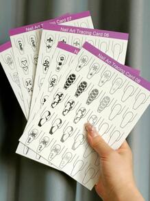 10 件装可重复使用美甲描摹练习卡按压式美甲练习卡适合初学者美甲训练卡展示卡板指甲设计绘画练习板美甲沙龙配件工具 - 彩色 - 查看 5