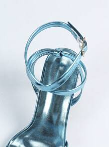 Giày cao gót quai mắt cá chân màu xanh bạc hà dành cho nữ, thời trang mùa hè, hàng mới về - Màu xanh bạc hà - Xem 9