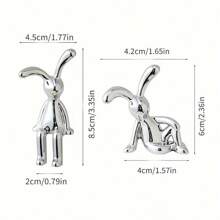 3/6pcs Mini Rabbit Statue Set, Nordic Style Long Ear Rabbit Decor, Plastic Silver, Includes 3 Standing And 3 Laying, Suitable For New Year, Car And Home Decor, Indoor Use, Living Room Decoration