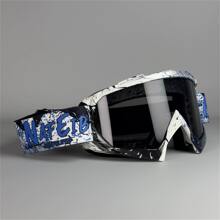 Stylish Motorcycle & Ski Goggles - Scratch-Resistant, Adjustable Strap, Durable TPU Lens In Blue/Green/Black Pattern For Outdoor Riding Safety, Motocross Goggles