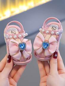 Toddler Girls' Close-Toe Sandals, 0-4 Years Old, Anti-Kick & Anti-Collision, Baby Prewalker Shoes, Kindergarten Princess Shoes, Spring & Summer New Soft Bottom Anti-Slip Fashion Baby Girls Sandals - Dusty Pink - View 4