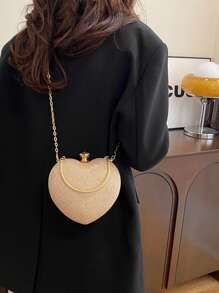 Bolso de embrague de noche para mujer con forma de corazón, con brillo, lentejuelas, de lujo y brillante, con bolsa de mano de fiesta de estilo Y2k decorada con cristales de estrás, con cadena para el hombro. El mejor regalo de San Valentín para novia, dama y mujer. Perfecto para compras, uso diario