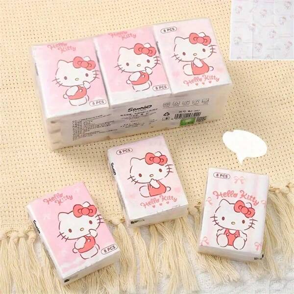 Sanrio Sanrio Hello Kitty bedruckte Einwegtaschentücher, 9 Packungen weiche Pappfasertücher