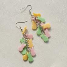 1 Pair Cute Rabbit Acrylic Long Dangle Earrings For Women, Suitable For Easter, Everyday And Party Wear - Yellow - View 6