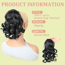 8 Inch Short Curly Drawstring Ponytail Extensions Synthetic Classic Loose Curly Wavy Drawstring Pony Tails Hair Extensions Hairpieces For Women