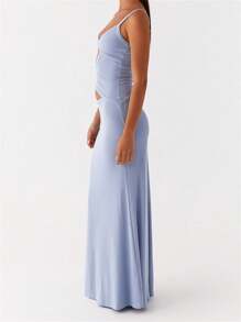 Women Y2k Maxi Dresses Hollow Asymmetric Spaghtti Strap Dress Beach Vacation Dress Spring Summer Elegant Dresses Sleeveless V-Neck Backless Hollow Swing Dress Summer Cocktail Long Dresses Dating Party Shopping Street Photography Club Wear - 藍色 - 查看 5