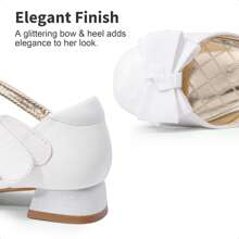 Little Girls Low Heel Ballet Flats Wedding Party Dress Shoes - White - View 4