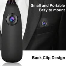 Enregistreur HD 1080P avec clip magnétique, caméra portable extérieure pour la  professionnelle et domestique, appareil d'enregistrement de bureau compact et pratique, mini caméra noire en forme de pois avec enregistrement circulaire, charge pendant l'enregistrement, détection de mouvement, objectif grand angle de 90°, enregistrement audio et vidéo séparé, caméra de surveillance