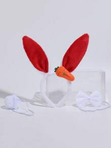 Plush Rabbit Headband, Adorable Fashionable Versatile Party Hair Accessory, Cartoon Carrot Rabbit Ear Headband Hair Clip, Minimalist Solid Color - Multicolor - View 13