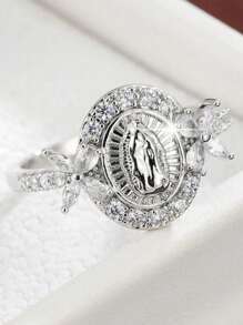 Tsnamer 1 件优雅圣母玛利亚戒指，适合女士女孩，复古闪亮方晶锆石，日常戒指，时尚个性化珠宝礼物 - 戒指 - 查看 16