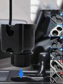 新款三合一多功能车载杯架和手机支架，可伸缩、可旋转 - 黑色 - 查看 7