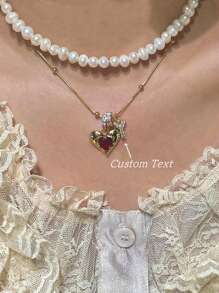 1 pièce Collier avec pendentif personnalisé minimaliste en zircone cubique en forme de cœur et lettre initiale en or, collier avec lettre personnalisable simple. Pendentif avec initiale en acier inoxydable personnalisé. Un cadeau idéal pour la petite amie, la mère, la famille, l'amie, la fille pour l'anniversaire, la Saint-Valentin, la Fête des mères, la remise des diplômes, le port quotidien, le mariage, la fête.