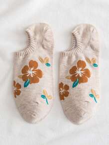 5 Pairs Women's New Arrival Floral Flat Socks, Ins Style Low Vamp Design With Cartoon Pattern, Boat Socks, No Show Socks Style, Spring/Summer - Multicolor - View 7