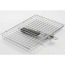 Cestello per barbecue pieghevole, utensile e accessori da cucina per esterni, cestello per barbecue, grande capacità, manico rimovibile, per grigliare pollo, pesce, gamberi, verdure, gadget da cucina, forniture per barbecue all'aperto - Manico nero - Visualizzare 4