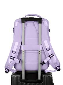 1 Pc Fashionable Multifunction Travel Backpack With Luggage Strap Design. Portable Minimalist Work Bag With Multi Compartments.