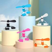 Multi-Color Options USB Phone Mini Fan, 3-In-1 Android/Type-C/Apple Handheld Portable Small Fan Compatible With IPhone For Summer Holiday Portable Fan - Multicolor - View 2
