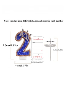 0-9 Number Decorative Candles, Blue Rhinestone Crown Decorative Candles, Birthday Cake Decorations, Party Candles, Atmosphere Party Supplies, Romantic Party Supplies, Birthday Candles, Valentine's Day, Solo Party, Graduation Party, Mother's Day, Father's Day, Easter, Football Party, Adult Gifts, Birthday Party, Etc. Cake Decorations, Baking Decorations, Creative Numeric Birthday Candles, Cake Birthday Decorative Candles, Valentine's Day Decor, Handmade DIY Gifts. A Handwritten Greeting Card As A Gift Is Included. - Multicolor - View 4