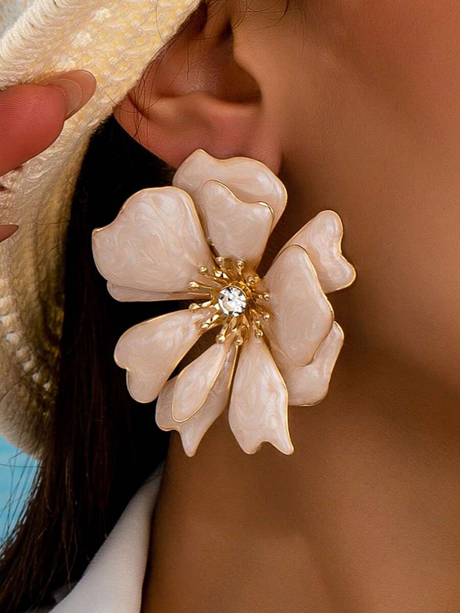 1 Paar elegante und vielseitige Ohrstecker mit Emaille und Kristallblumen, geeignet für Partys, Treffen, Bankette, als Geschenk für Frauen