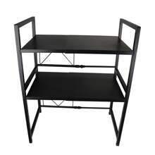3 Tier Expandable Microwave Oven Rack Stand Storage Holder Kitchen Corner Shelf,Expandable Microwave Kitchen Shelf, Household Double Storage Shelf,Black, 67*36*78cm