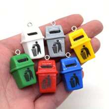 10pcs/Set Random Mixed Resin 3D Trash Can Pendant DIY Cute & Fun Earrings, Keychains, Hair Accessories, Jewelry Findings - Pendant Trash Can - View 4