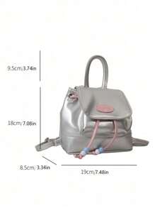 1 Piece Pu Customizable Text, Name Drawstring Magnetic Buckle Retro Fashion Solid Color Backpack Girl's Bag, Fashionable Casual Simple Travel Small Backpack, Comfortable Adjustable Shoulder Strap, Smooth And Versatile, Suitable For Daily Outings And Play Use, Is A Perfect Gift For Girls (Excluding Pendant) - Simple Backpack - View 8
