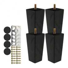 4 件/套黑色方形木制家具腿实木沙发腿家具脚替换腿适用于沙发柜床头柜椅子等 - 黑色 - 查看 10