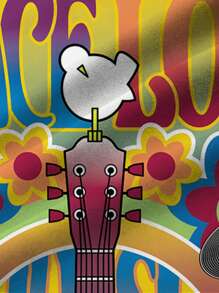 Vintage Hippie Music 3D Graphic Print Button Down Aloha Shirt For Men