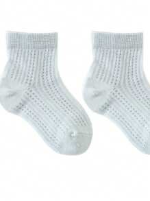 无缝针织网眼婴儿袜，轻便夏季幼儿踝袜，透气白色，适合新生儿和婴儿