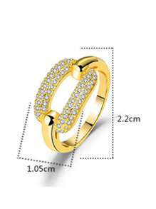 1 件时尚几何金色女式指环，适合节日聚会和礼物