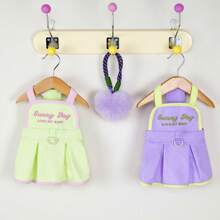 25 Embroidered Letter Dress, Princess Costume, Pet Clothes, Dog/Cat Dress, Animal Apparel, Angelic Wings Dress, Denim Skirt - Popular Pet Clothing Styles - Purple - View 4