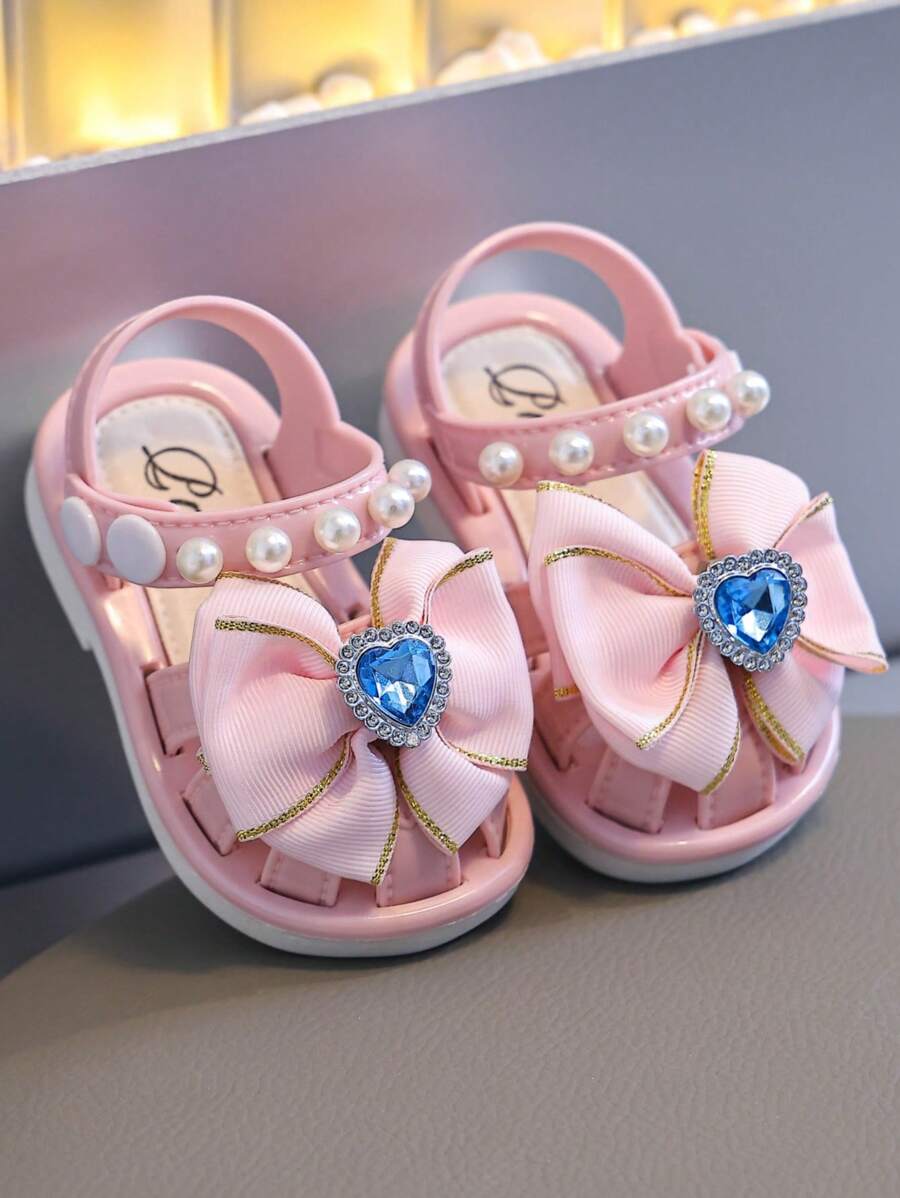 Toddler Girls' Close-Toe Sandals, 0-4 Years Old, Anti-Kick & Anti-Collision, Baby Prewalker Shoes, Kindergarten Princess Shoes, Spring & Summer New Soft Bottom Anti-Slip Fashion Baby Girls Sandals - Dusty Pink - View 1