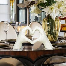 1 件心形手雕塑，适用于客厅装饰，迷你手势心形装饰，现代爱情雕像手指，手心艺术雕塑家居婚礼装饰，婚礼礼物