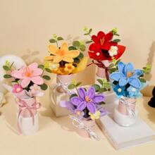 Handgemaakt gehaakt boeket van tulpenbloemen - 1 stuk gehaakte stoffen tulpenbloem voor Moederdag, Kerstmis, Thanksgiving, afstuderen en woonaccessoires