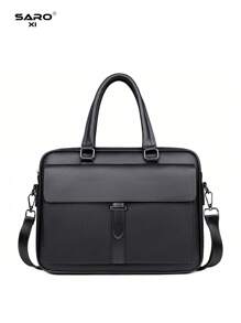 saroxi 1 件男士商务手提包、休闲单肩包、斜挎包、高档户外新款礼品包、多功能大容量 PU 皮包，适合旅行和朋友 - 黑色 - 查看 7